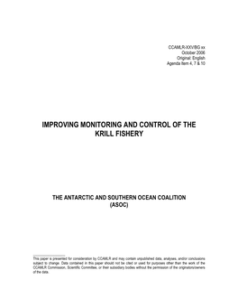 Improving Monitoring and Control of the Krill Fishery