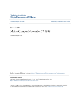 Maine Campus November 27 1989 Maine Campus Staff