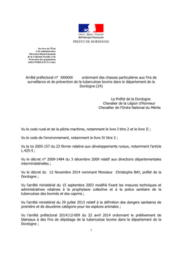 Arreté Piégeage De Blaireaux Dordogne 2015 V°6 Mis En Forme