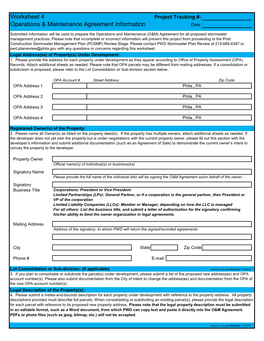 Worksheet 4 Operations & Maintenance