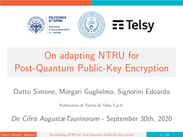 On Adapting NTRU for Post-Quantum Public-Key Encryption