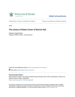 The Library of Robert Carter of Nomini Hall