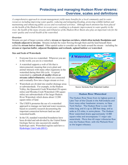 Protecting and Managing Hudson River Streams: Overview, Scales and Definitions