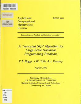 A Truncated SQP Algorithm for Large Scale Nonlinear Programming Problems