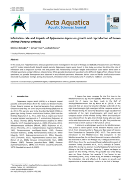 Acta Aquatica Aquatic Sciences Journal