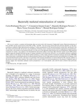 Bacterially Mediated Mineralization of Vaterite