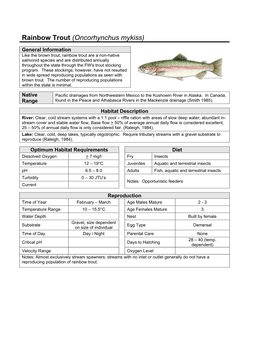 Rainbow Trout (Oncorhynchus Mykiss)