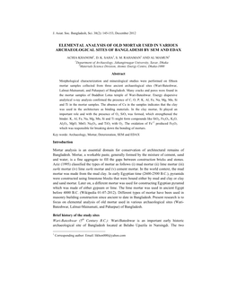 Elemental Analysis of Old Mortar Used in Various Archaeological Sites of Bangladesh by Sem and Edax