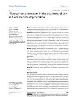 Microcurrent Stimulation in the Treatment of Dry and Wet Macular Degeneration