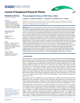 The Geological History of Nili Patera, Mars 10.1002/2015JE004795 P