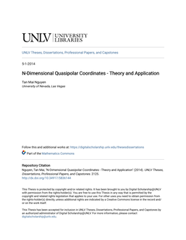 N-Dimensional Quasipolar Coordinates - Theory and Application