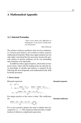 A Mathematical Appendix