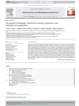 The Growth of Language: Universal Grammar, Experience, and Principles of Computation