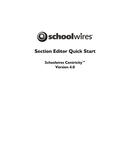 Section Editor Quick Start