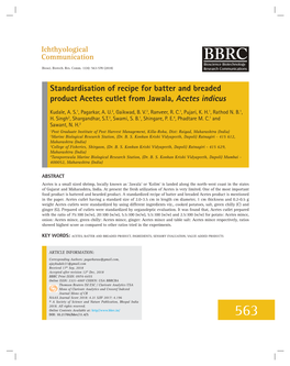 Standardisation of Recipe for Batter and Breaded Product Acetes Cutlet from Jawala, Acetes Indicus