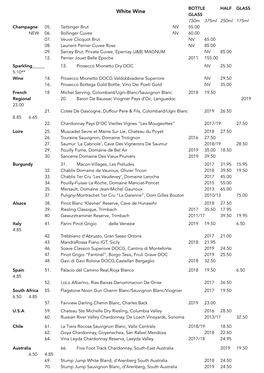 NEW Wine List April 2021