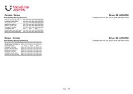 Traveline Cymru A4 Landscape Timetable