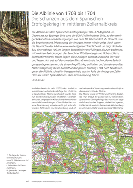Die Alblinie Von 1703 Bis 1704 Die Schanzen Aus Dem Spanischen Erbfolgekrieg Im Mittleren Zollernalbkreis