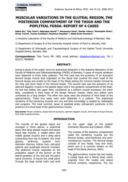 Muscular Variations in the Gluteal Region, the Posterior Compartment of the Thigh and the Popliteal Fossa: Report of 4 Cases