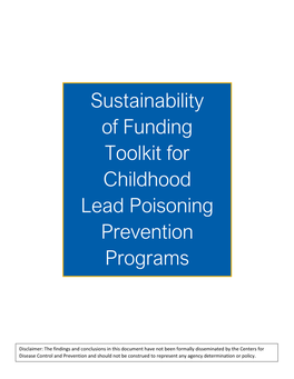 Sustainability of Funding Toolkit for Childhood Lead Poisoning Prevention Programs