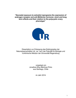 “Neonatal Exposure to Estradiol Reprograms the Expression Of