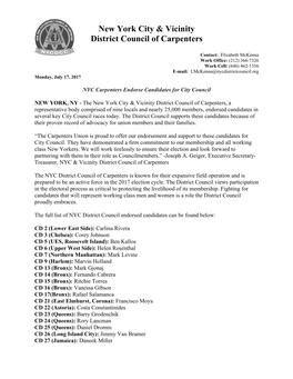 NYCDCC 2017 City Council Endorsements
