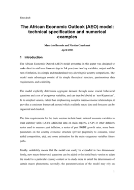 The African Economic Outlook (AEO) Model: Technical Specification and Numerical Examples