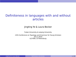 Definiteness in Languages with and Without Articles