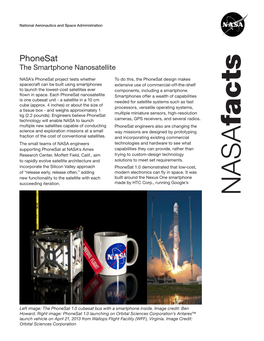 Phonesat the Smartphone Nanosatellite