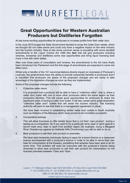 Great Opportunities for Western Australian Producers