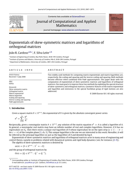 Journal of Computational and Applied Mathematics Exponentials of Skew
