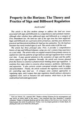 The Theory and Practice of Sign and Billboard Regulation