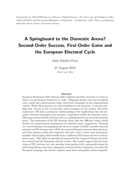 Second-Order Success, First-Order Gains and the European Electoral Cycle