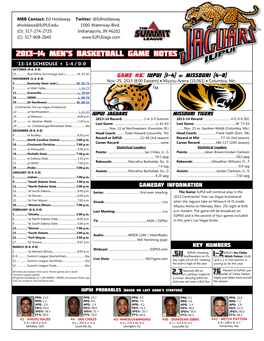 2013-14 Men's Basketball Game Notes