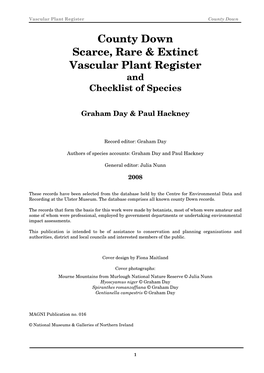 The Down Rare Plant Register of Scarce & Threatened Vascular Plants