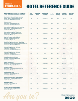 Hotel Reference Guide