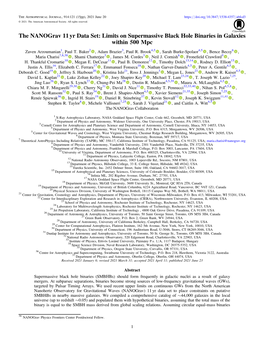 The Nanograv 11 Yr Data Set: Limits on Supermassive Black Hole Binaries in Galaxies Within 500 Mpc