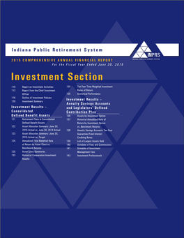 Indiana Public Retirement System Investment Section