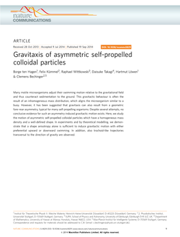 Gravitaxis of Asymmetric Self-Propelled Colloidal Particles