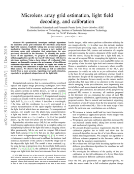 Microlens Array Grid Estimation, Light Field Decoding, and Calibration