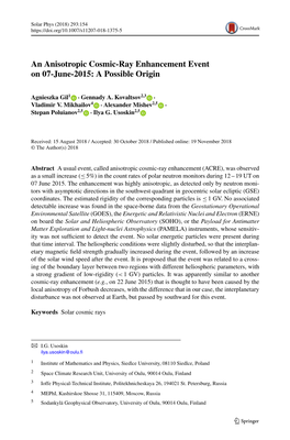 An Anisotropic Cosmic-Ray Enhancement Event on 07-June-2015: a Possible Origin