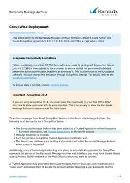 Groupwise Deployment