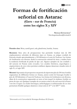 Formas De Fortificación Señorial En Astarac