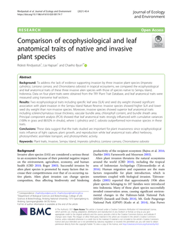 Comparison of Ecophysiological and Leaf Anatomical Traits of Native and Invasive Plant Species Ridesti Rindyastuti1, Lia Hapsari1 and Chaeho Byun2*