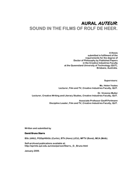 Sound in the Films of Rolf De Heer