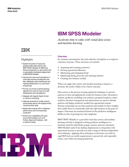 IBM SPSS Modeler Data Sheet