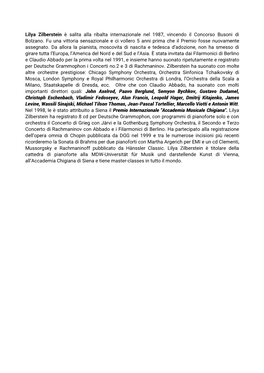 Lilya Zilberstein È Salita Alla Ribalta Internazionale Nel 1987, Vincendo Il Concorso Busoni Di Bolzano. Fu Una Vittoria Sensaz