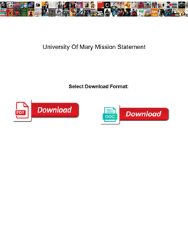 University of Mary Mission Statement