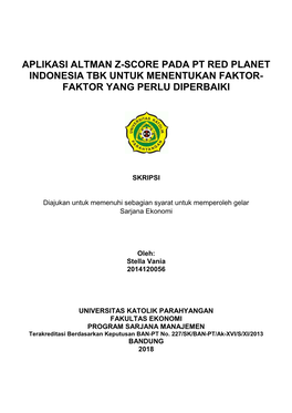 Aplikasi Altman Z-Score Pada Pt Red Planet Indonesia Tbk Untuk Menentukan Faktor- Faktor Yang Perlu Diperbaiki