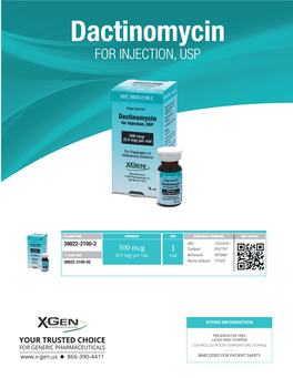 Dactinomycin for INJECTION, USP